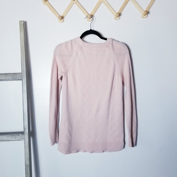 SONOMA LIGHT PINK KNITTED SWEATER WITH CHEVRON DESIGN SLITS ON SIDES SIZE SMALL - Picture 2 of 9